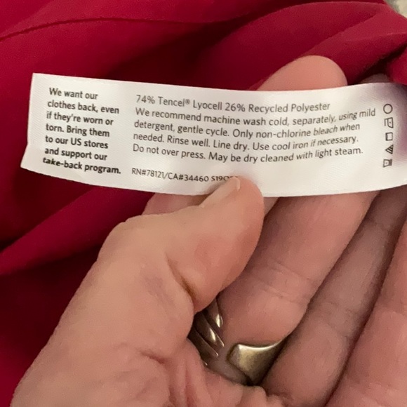 Eileen Fisher Berry Red Tencel Crewneck Top. Oversized Shortsleeved. XL - Picture 8 of 9